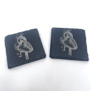Rad Tech Gifts Slate Coasters Human Heart Graphic Anatomy Laser Engraved Set--2